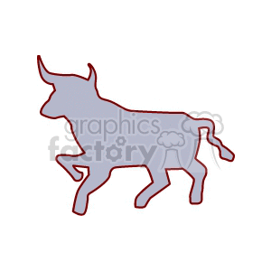 The image is a simple line drawing or clipart of a bull in profile. It appears to be outlined in red with a fill color that's a shade of grey or muted blue, depending on the display.