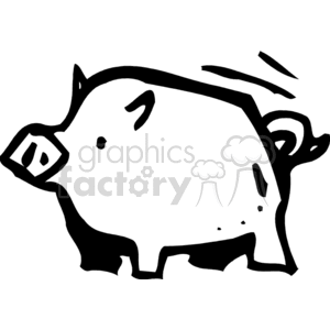 This clipart image features a simple black and white illustration of a pig, which can be associated with farms or farming.