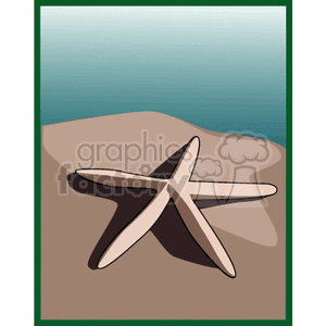 The clipart image features a starfish on the sand with an ocean background. The starfish is the main focal point, and it portrays a maritime or beach theme.