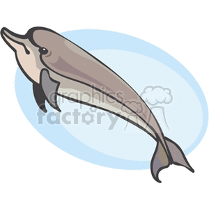 The image depicts a cartoon of a dolphin, a marine mammal known for its intelligence, playful behavior, and agility in the water.