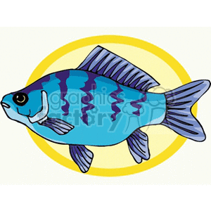 Blue Striped Cartoon Fish