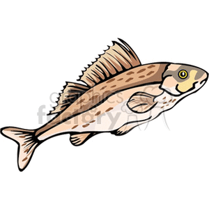 The image is a clipart of a fish with spots on its body, a fin on its back, and a tail fin.