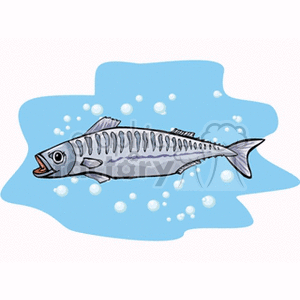 Cartoon Fish Illustration Underwater with Bubbles
