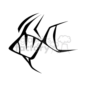 The clipart image features a stylized, abstract depiction of a fish. It consists of bold, black lines that outline the shape of the fish, including its fins and tail.
