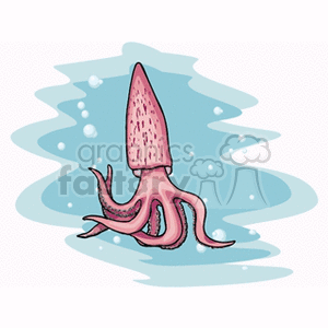 Cartoon Squid in Underwater Setting