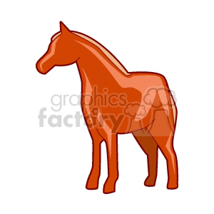 Clipart image of a red brown horse standing facing left.