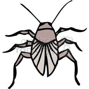 Clipart image of a cricket insect with detailed features including antennae and legs.