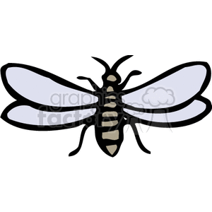 Clipart image of a dragonfly with spread wings, depicted in a simplistic, line-drawn style.