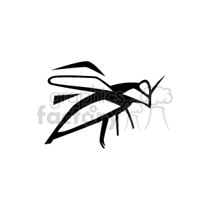 A black and white clipart image of a stylized mosquito.