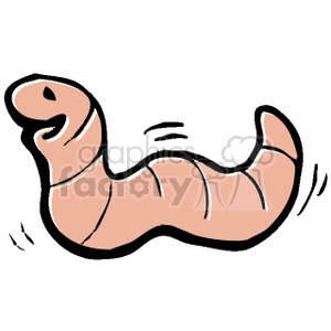 A playful, cartoon-style image of a worm, featuring a simplified shape with expressive lines.