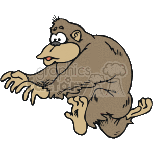   The image is a clipart depicting a stylized cartoon representation of an ape, which looks like a generic monkey character. It