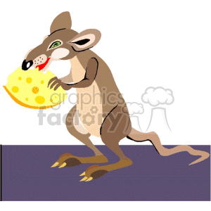 Cartoon Rat Holding Cheese Slice