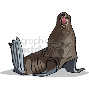 The clipart image features a cartoon seal with its mouth open, as if it were vocalizing or going into the water. It presents a simplified depiction of the animal typically found in aquatic environments.