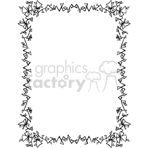 The image displays a decorative border composed of stylized butterfly designs. These butterflies are symmetrically placed along the edges of the border, creating a frame that could be used for embellishing a page or highlighting text or other content within the central blank area. The design is monochromatic, appearing to be in black against a transparent background.