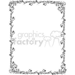 The image shown is a black-and-white clipart featuring an intricate border design with a sea or ocean theme. The border is composed of various sea-related elements that include fish, seashells, and possibly seaweed or sea plants. The design is artistic, with a flowing and organic style, creating a frame that could be used to enclose text or other images, giving them a maritime or beach-themed context.