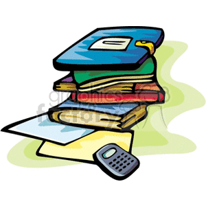 Stack of Books with Calculator