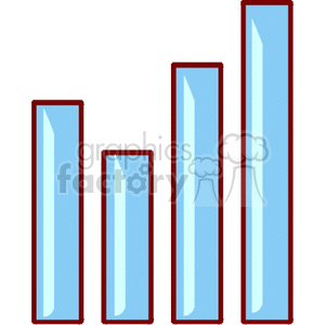 Clipart image of a blue bar chart with four vertical bars of varying heights.