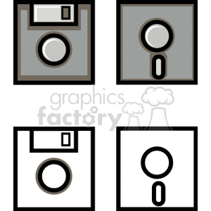 Floppy Disk Icon in Grayscale and Black-and-White