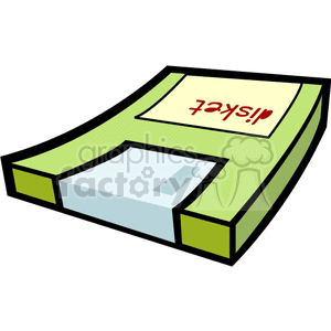 A clipart image of a green floppy disk with a label that says 'disket'.
