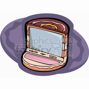 A whimsical clipart image of a computer screen, that looks like a chocolate layered sponge cake