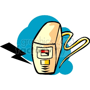 Clipart of an uninterruptible power supply (UPS) with a power cord and a lightning bolt symbol.