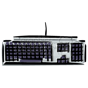 Clipart image of a computer keyboard with a cord.