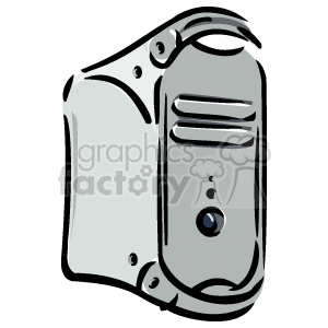 Clipart of a computer tower with a gray appearance.