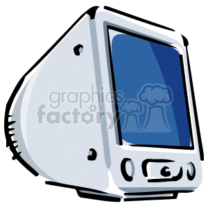 Clipart image of a retro computer monitor with a blue screen