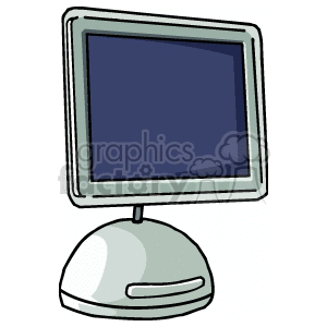 Clipart image of a vintage computer monitor with a curved base and large screen.