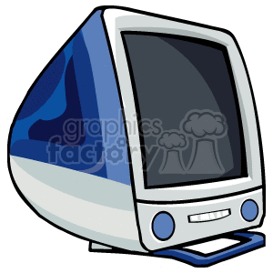 Clipart image of a vintage blue computer monitor.