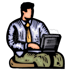 Businessman Working on Laptop