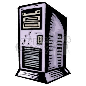 Clipart image of a computer tower with stylized, bold lines.