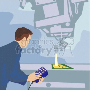 A person operating a CNC machine using a control pad, depicting industrial manufacturing automation.