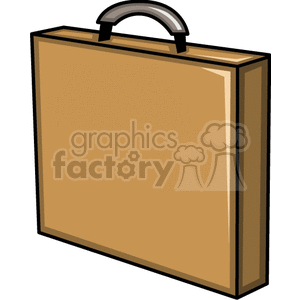 A clipart image of a brown briefcase with a black handle.