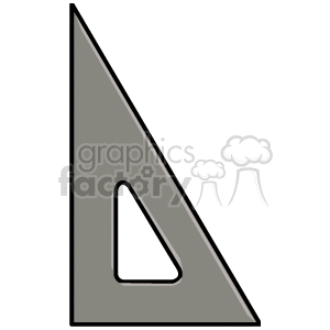 A gray triangular ruler or set square clipart image.