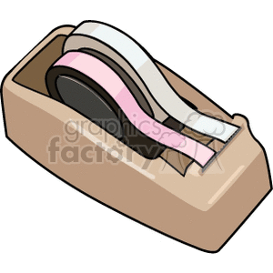 Clipart illustration of a tape dispenser with rolls of tape.