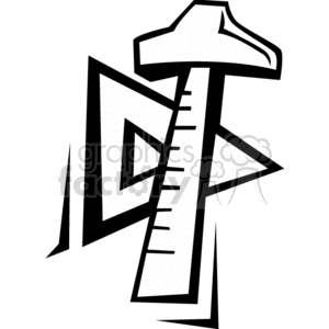 Black and white clipart image of a measuring rule and triangle, symbolizing construction or carpentry.