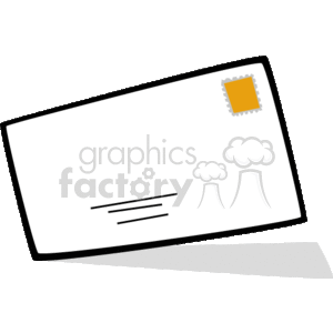   The image depicts a stylized representation of a white envelope, likely intended for mailing letters. The envelope has a postage stamp in the upper right corner, indicating it