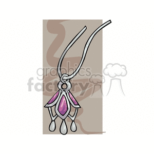 A colorful clipart image featuring an intricate pendant with pink gemstone accents and a decorative design.