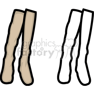A clipart image featuring two pairs of high boots, one in a beige color and the other as an outlined version.