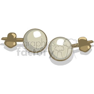 A clipart image of a pair of simple pearl stud earrings with gold backs.