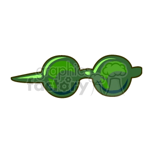 A clipart illustration of green round glasses.