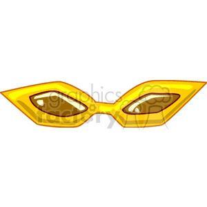 A clipart image of a pair of futuristic, angular, yellow sunglasses with a glossy finish.