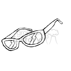 A black and white clipart image of eyeglasses with lightning bolt designs on the lenses, possibly suggesting a reflection on the lens 