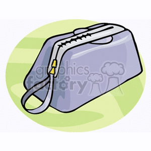 Clipart image of a purple handbag with a zipper.