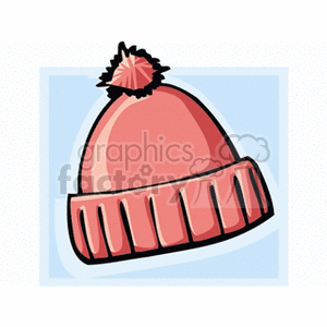 A clipart image of a red winter hat with a pompom on top.