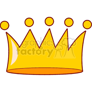 A clipart image of a golden crown with rounded tips.
