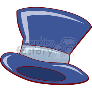 Clipart image of a blue top hat with a lighter blue hatband.