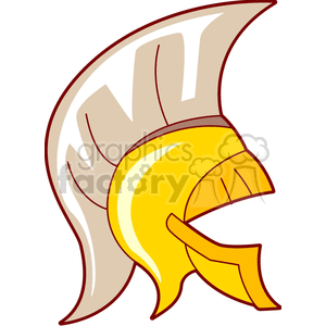 This clipart image depicts a stylized Roman helmet with a bright yellow front and an ivory plume.