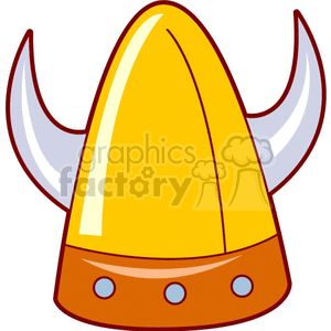 A clipart image of a yellow Viking helmet with horns.